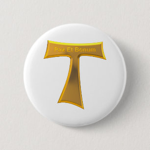 Franziskaner Tau Cross Pax Et Bonum Gold Metallic Button