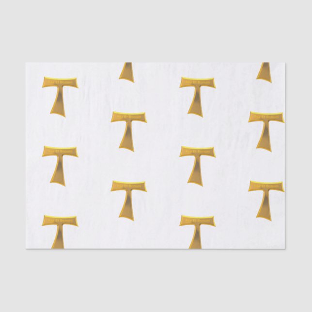Franziskaner Tau Cross Pax Et Bonum Gold Metallic Seidenpapier (Vorderseite)
