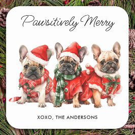 Franzose Bulldog Hunde Personalisiert Weihnachten Quadratischer Aufkleber