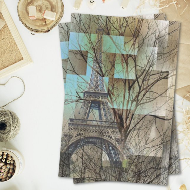 Franzose Herbstbäumturm Paris Seidenpapier (french autumn tree branch Paris eiffel tower Tissue Paper)