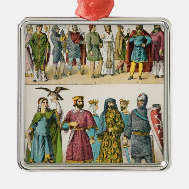 Franzose-Kleid Silbernes Ornament (Vorne)