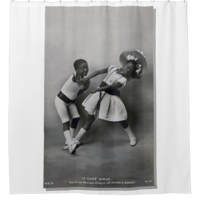 Franzose-Kuchen-Weg-Tanzen der schwarzen Kinder Duschvorhang (Vorderseite)