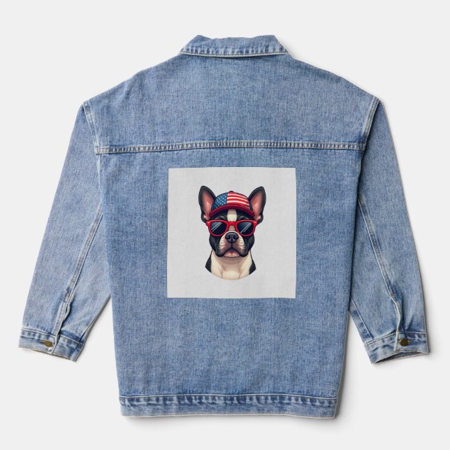 Franzose mit USA-Farben (4) Jeansjacke (Rückseite)