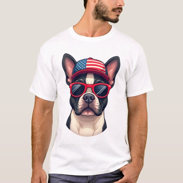 Franzose mit USA-Farben (4) T-Shirt (Vorderseite)