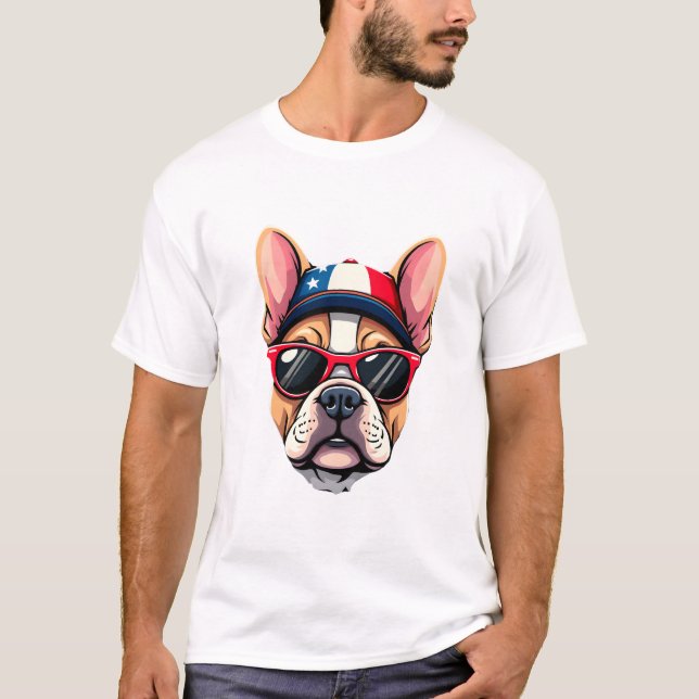 Franzose mit USA-Farben (6) T-Shirt (Vorderseite)
