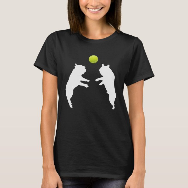 Franzose Tennis Bulldog Welpe Ping Ball T-Shirt (Vorderseite)