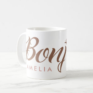 Franzosen Bonjour Rosen-Goldpersonalisiertes Kaffeetasse