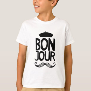Franzosen Bonjour Schnurrbart-T - Shirt