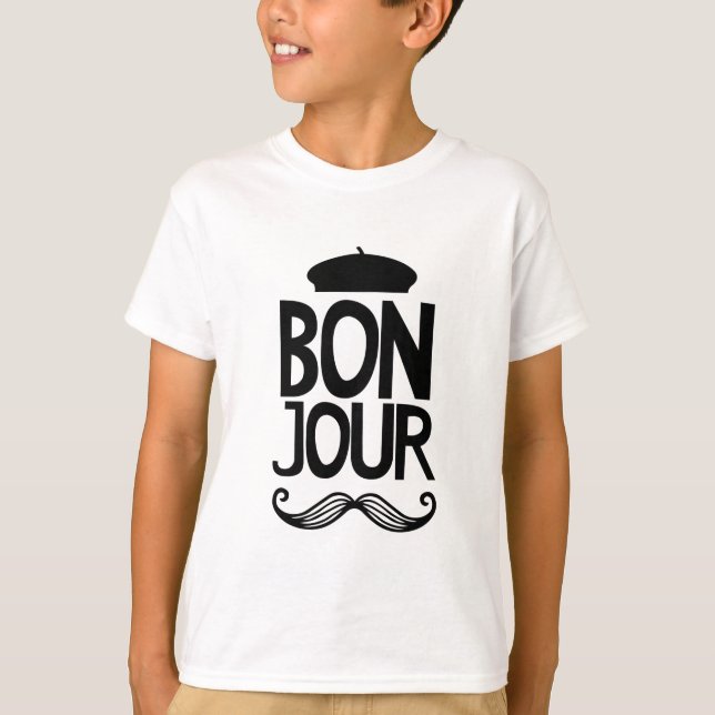 Franzosen Bonjour Schnurrbart-T - Shirt (Vorderseite)