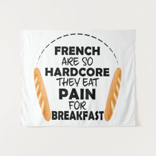 Franzosen essen Schmerzen für das Frühstück Funny Wandteppich