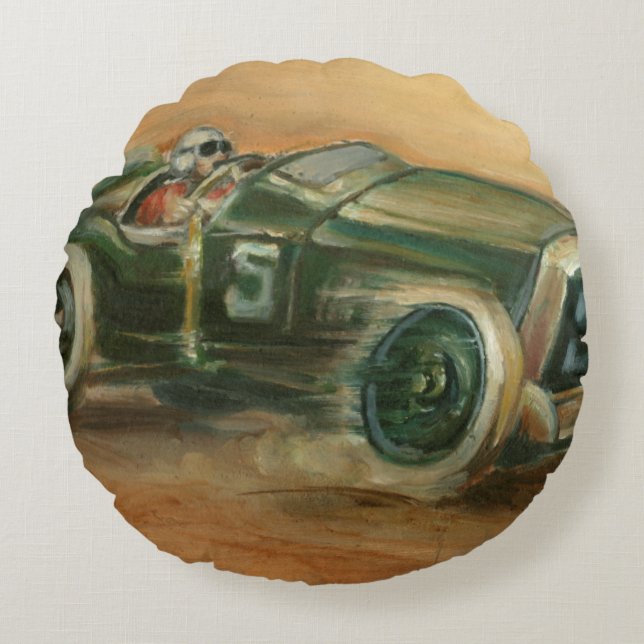 Franzosen Grandprix Racecar durch Ethan Harper Rundes Kissen (Vorderseite)