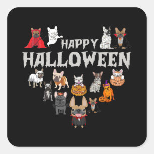 Franzosen-Kostüm Frohes Halloween Französische Bul Quadratischer Aufkleber
