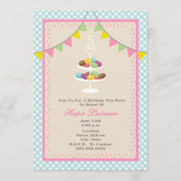 Franzosen Macarons Geburtstags-Einladung - blauer