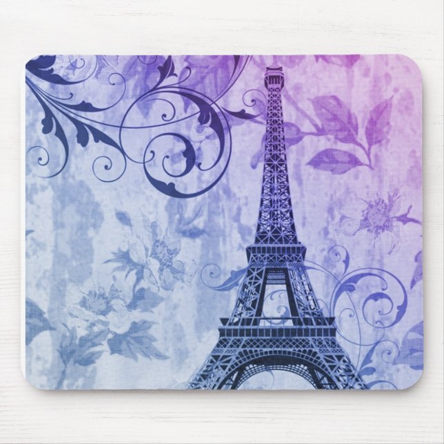 Franzoseparis Eiffel des hübschen girly Chic lila Mousepad (Vorne)