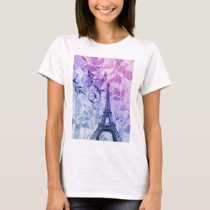 Franzoseparis Eiffel des hübschen girly Chic lila T-Shirt