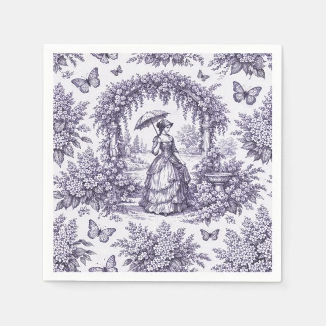 Französin im Garten Toile de Jouy Serviette (Vorderseite)