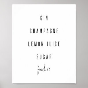 Französisch 75 Cocktail Rezept Poster