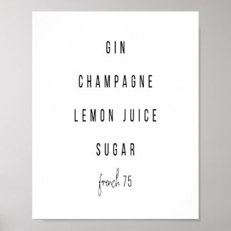 Französisch 75 Cocktail Rezept Poster