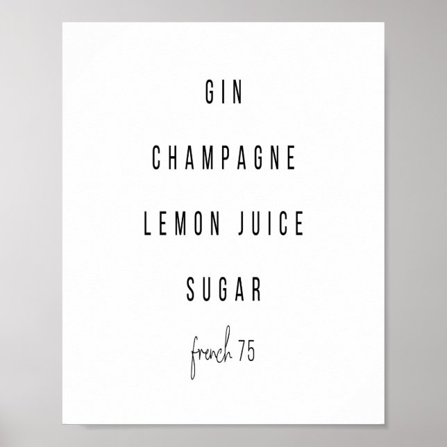 Französisch 75 Cocktail Rezept Poster (Vorne)