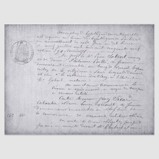 Französisch altes Skriptdekoupage Tissue Paper Seidenpapier (Vorderseite)