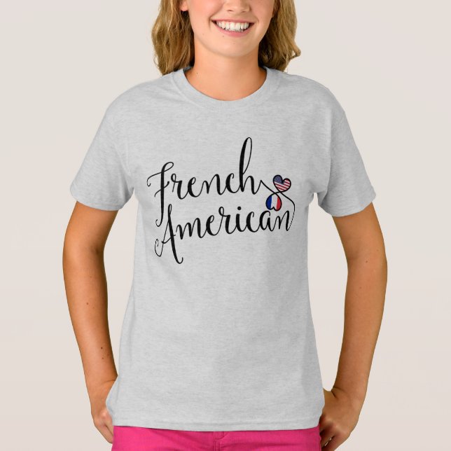 Französisch-Amerikaner Entwinde Herz T-Shirt (Vorderseite)
