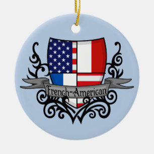 Französisch-Amerikanische Schild-Flagge Keramik Ornament