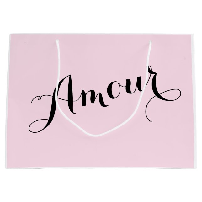 Französisch Amour Liebe Rosa und Schwarz Chic Pari Große Geschenktüte (Vorderseite)