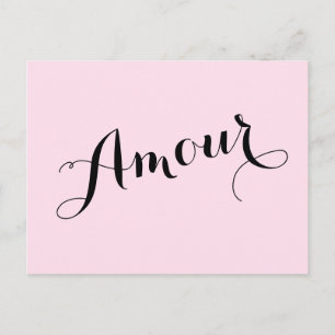 Französisch Amour Liebe Rosa und Schwarz Chic Pari Postkarte