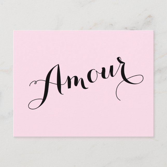 Französisch Amour Liebe Rosa und Schwarz Chic Pari Postkarte (Vorderseite)