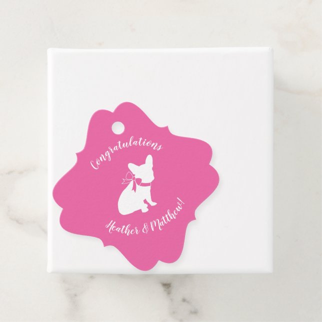 Französisch Baby Dusche Französischer Bulldog Pink Geschenkanhänger (Beispiel)