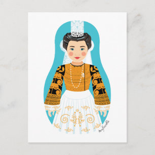 Französisch, Bigoudène Matryoshka Postkarte