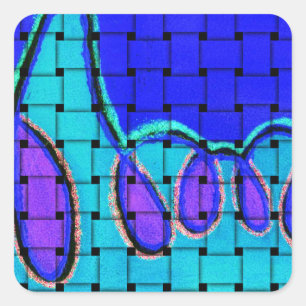 Französisch Blau Abstrakt mit gewebter Textur Quadratischer Aufkleber