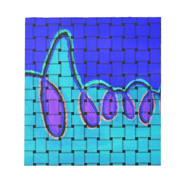 Französisch Blau Abstrakt mit Woven Texture Notizblock (Vorderseite)