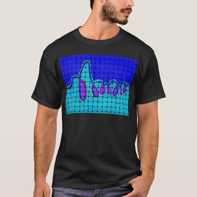 Französisch Blau Abstrakt mit Woven Texture T-Shirt (Vorderseite)