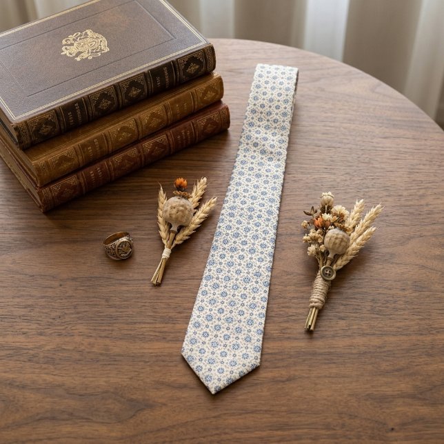 Französisch Blau Elfenbein Micro-Foulard Krawatte (Von Creator hochgeladen)