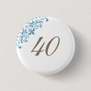 Französisch Blau Fleur de Lis Schrift Zahl / Alter Button