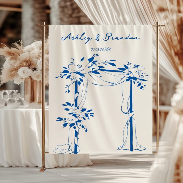 Französisch Blau Foto Booth Hochzeitskulisse Wandteppich (Von Creator hochgeladen)