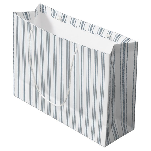 Französisch Blau gestreift Große Geschenktüte (Vorderseite Schrägansicht)