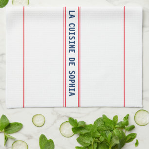 Französisch Blau La Cuisine Name & Rot gestreift Geschirrtuch