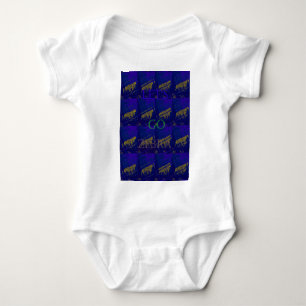 Französisch Blau "Let's Go Zebra" Abstrakte Printw Baby Strampler