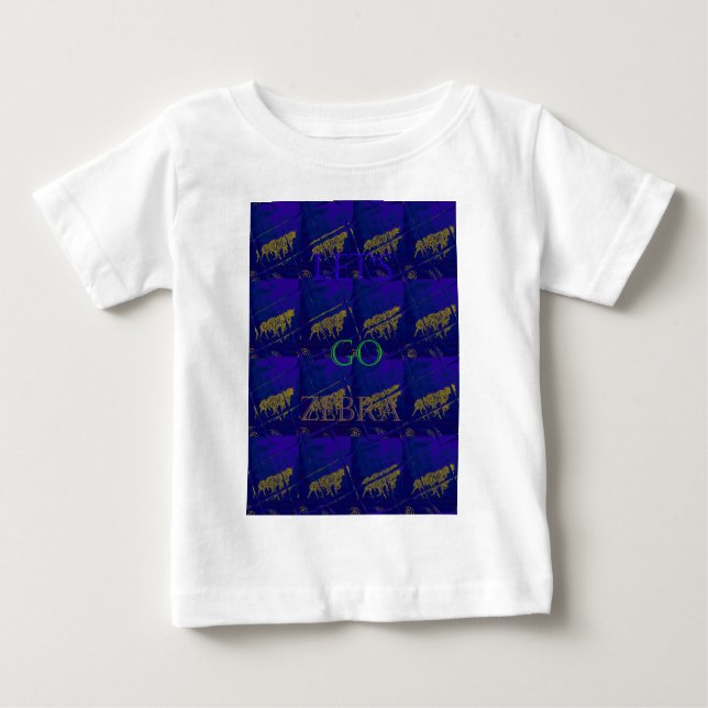 Französisch Blau "Let's Go Zebra" Abstrakte Printw Baby T-shirt (Vorderseite)