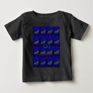 Französisch Blau "Let's Go Zebra" Abstrakte Printw Baby T-shirt