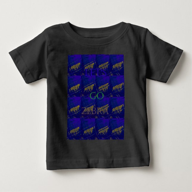 Französisch Blau "Let's Go Zebra" Abstrakte Printw Baby T-shirt (Vorderseite)