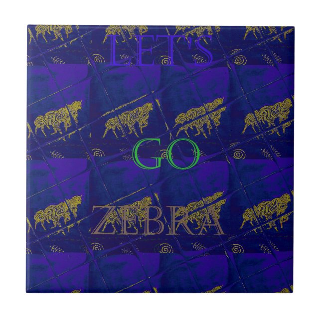 Französisch Blau "Let's Go Zebra" Abstrakte Printw Fliese (Vorderseite)