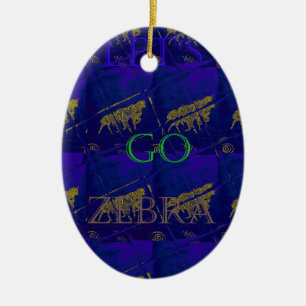 Französisch Blau "Let's Go Zebra" Abstrakte Printw Keramik Ornament
