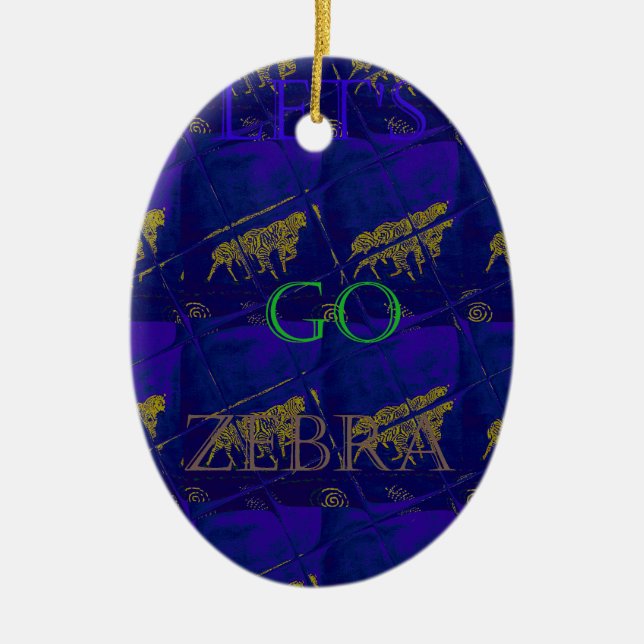 Französisch Blau "Let's Go Zebra" Abstrakte Printw Keramik Ornament (Vorne)