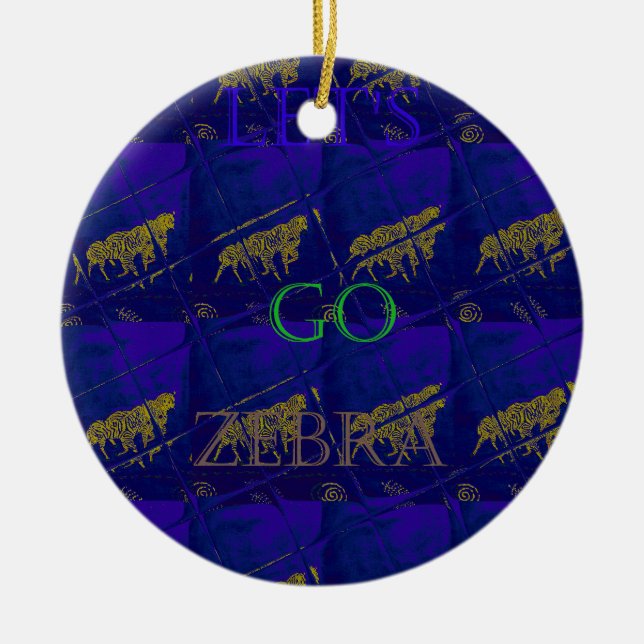 Französisch Blau "Let's Go Zebra" Abstrakte Printw Keramikornament (Vorne)