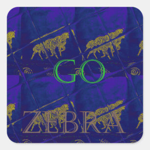 Französisch Blau "Let's Go Zebra" Abstrakte Printw Quadratischer Aufkleber