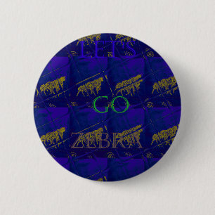 Französisch Blau "Let's Go Zebra" Abstrakter Druck Button