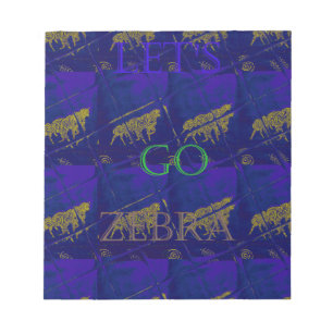 Französisch Blau "Let's Go Zebra" Abstrakter Druck Notizblock
